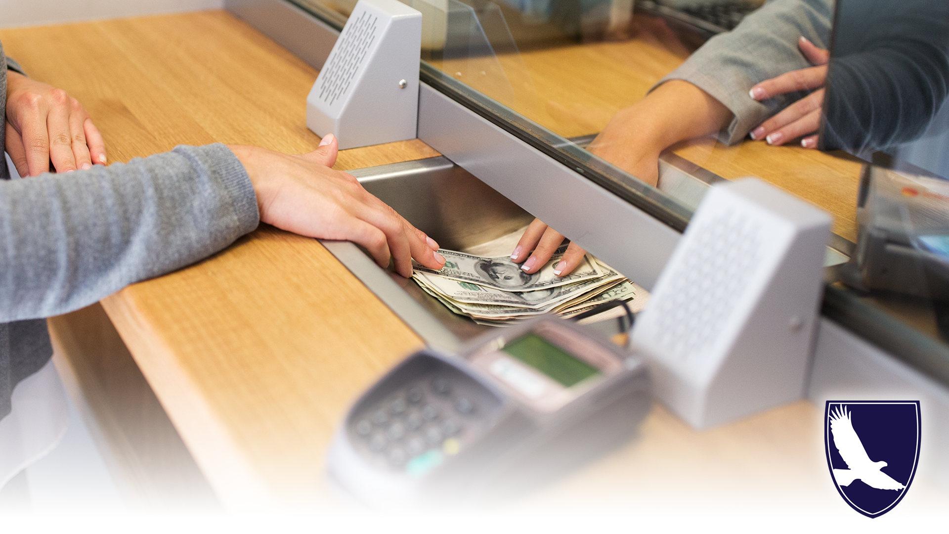 Collecting Money at bank through teller window